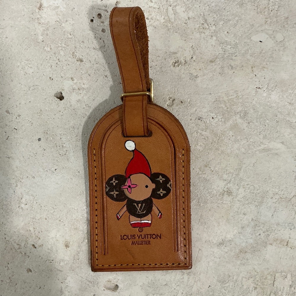 Louis Vuitton Luggage Tag with Handpainted Design Santa/Elf Vivienne